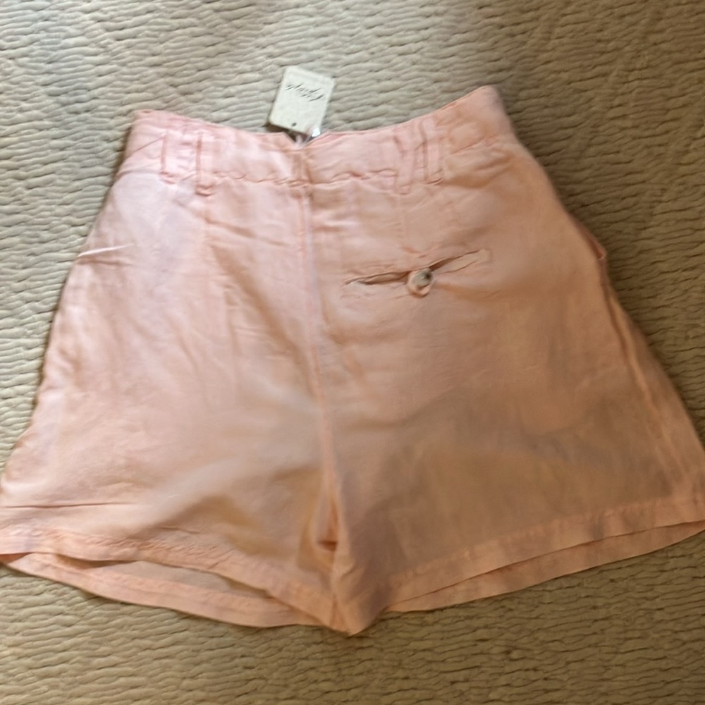 Free People Calla pleated high waist linen blend 4” shorts NWT 0 - Picture 7 of 13
